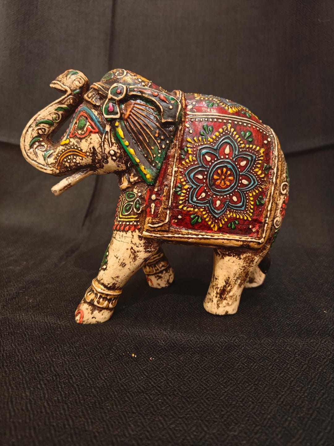 Hand-painted Wooden Elephant Statue: Rajasthani Folk Art Home Decor - Etsy