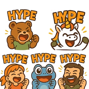 5 HYPE Emotes! Bär, Mann, Frau, Frosch, Einhorn