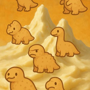 Dino Nugget Emotes for Twitch & Discord – Cute Dinosaur Chicken Nugget Streamer Emote Pack | PNG Download, Kawaii Gamer Emojis (7 Static)