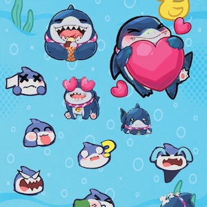 Jeff the Land Shark Emotes – 11-Pack Cute Mood PNGs for Twitch & Discord | Streamer Emote Bundle