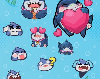 Jeff the Land Shark Emotes – 11-Pack Cute Mood PNGs for Twitch & Discord | Streamer Emote Bundle