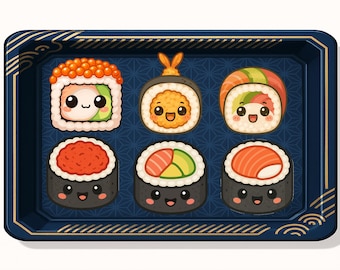 Cute Sushi Emotes | Chibi Twitch Emote Pack | Kawaii Roll Emotes | Streamer Graphics | California, Tuna, Dragon Roll + More