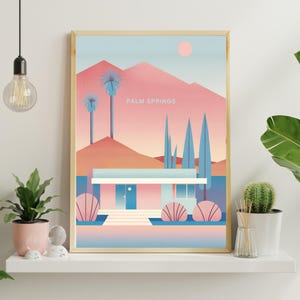 Palm Springs Travel Poster - California Wall Art - Minimalist Palm Springs Art - Palm Springs Mid Century Architecture Decor