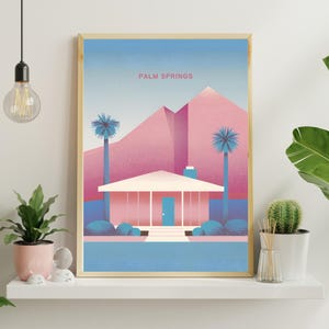 Palm Springs Travel Poster - Minimalist Palm Springs Art - Palm Springs Mid Century Architecture Decor - California Wall Art