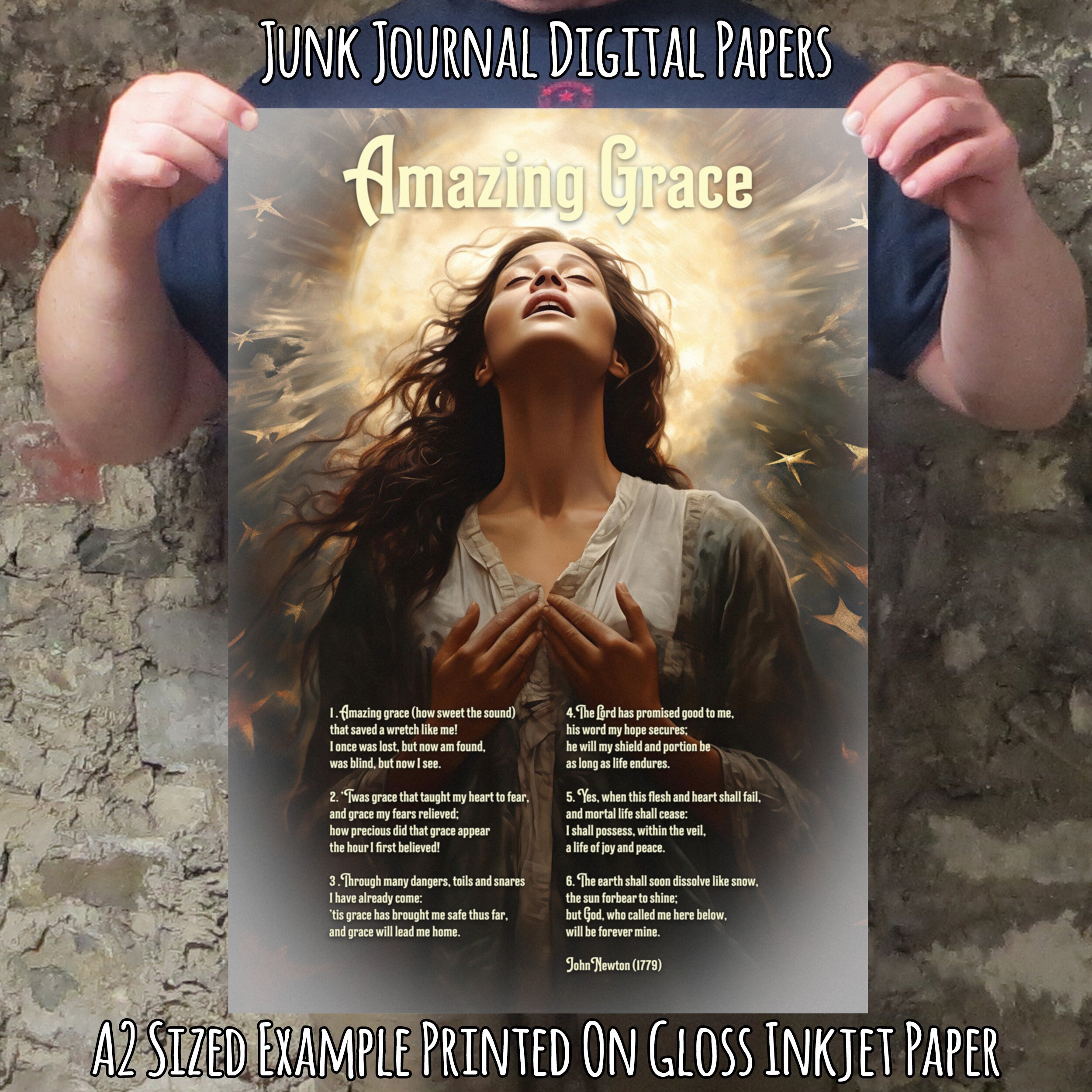 Amazing Grace Hymn Lyrics Printable Song Lyrics Religious Wall Art ...