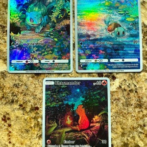 ポケモン TCG ポケット (TCGP) カスタム物理カード、ヒトカゲ、ゼニガメ、フシギダネ: 高品質