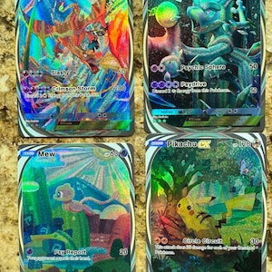 ポケモン TCG ポケット (TCGP) カスタム フル イマーシブ フィジカル カード、リザードン、ミュウツー、ピカチュウ、ミュウ、3 つ星: 高品質