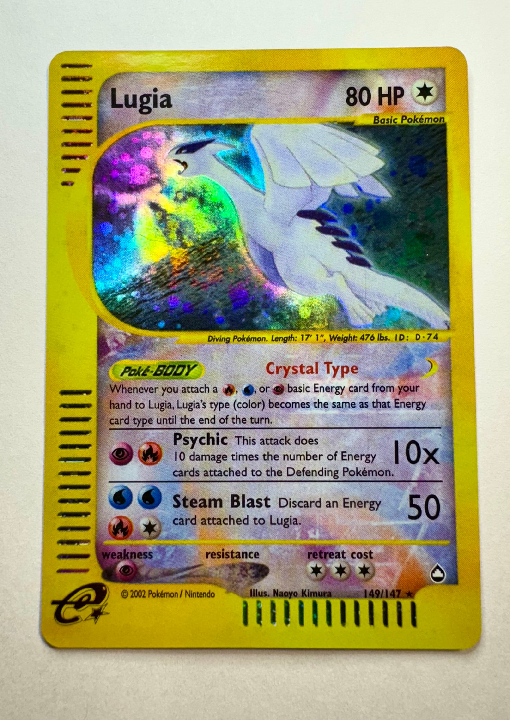 ポケモンカードゲーム Pokemon Card Lugia Crystal Type #149 Pokemon Lugia Aquapolis Crystal Holo Rare #149 PSA 8 🌀SWIRL