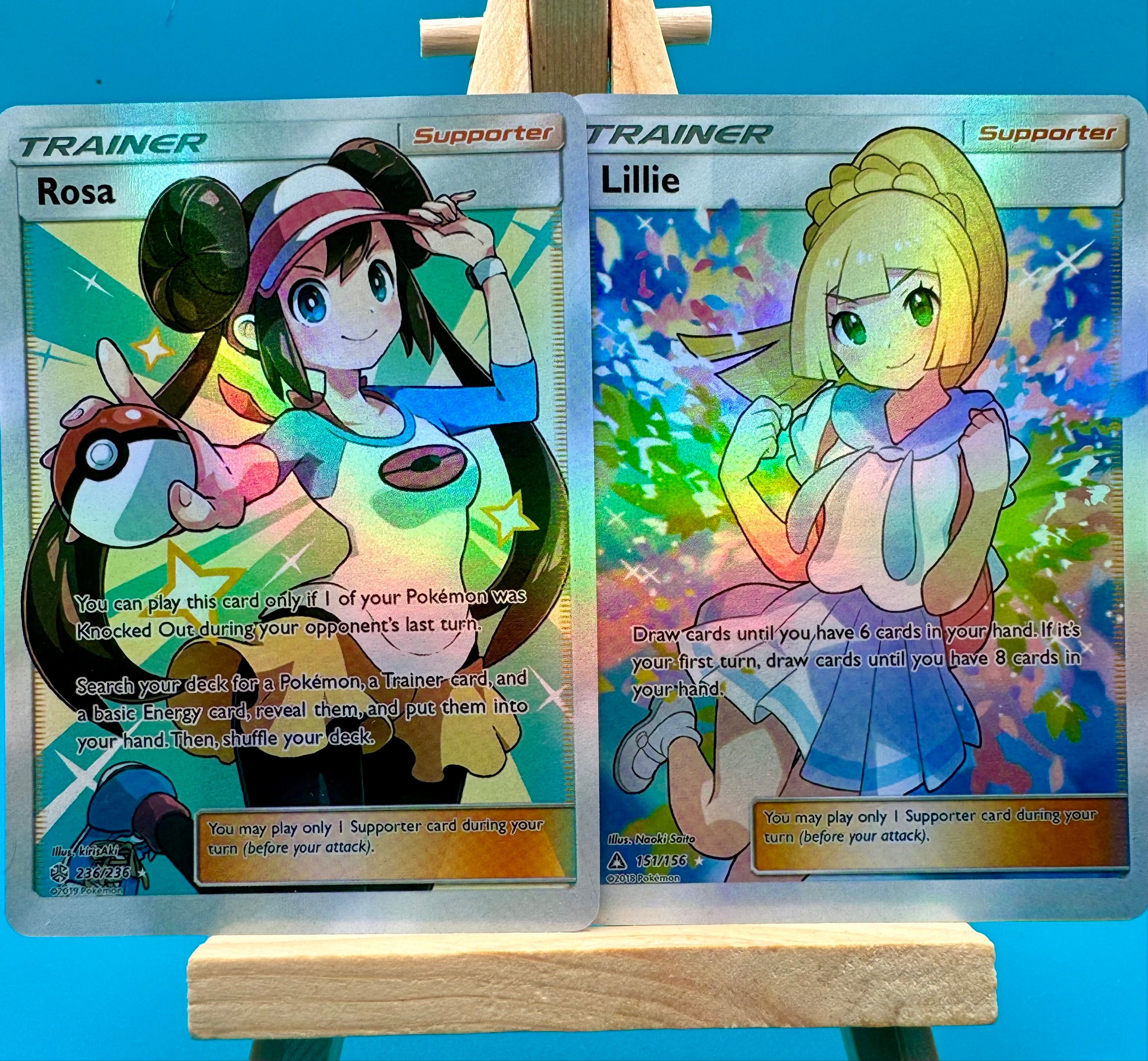Waifu Trainer Card Set: Rosa & Lillie (2) Rare Holographic Pokemon Cards -  Mint - Etsy