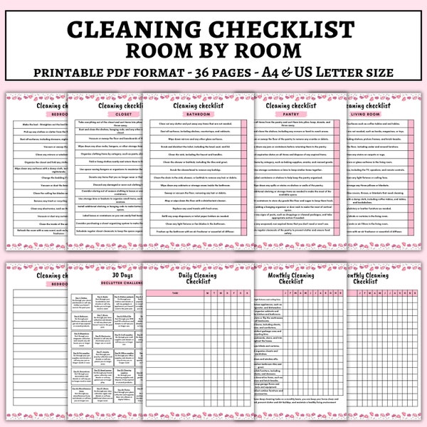 Cleaning checklist - Printable cleaning planner - Neurodivergent/ADHD Cleaning checklist