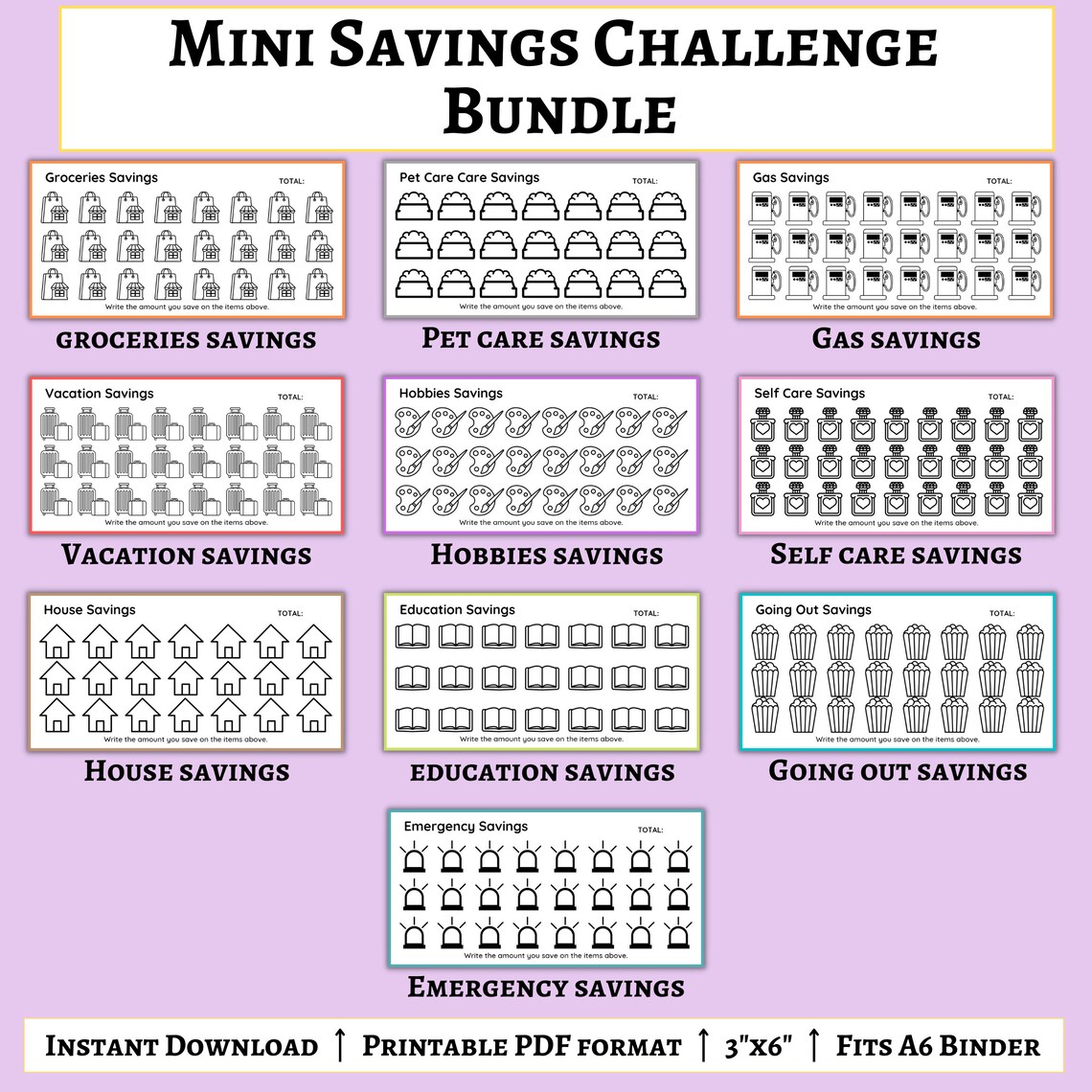 Printable Savings Challenge Trackers Mini Savings Challenge Bundle ...