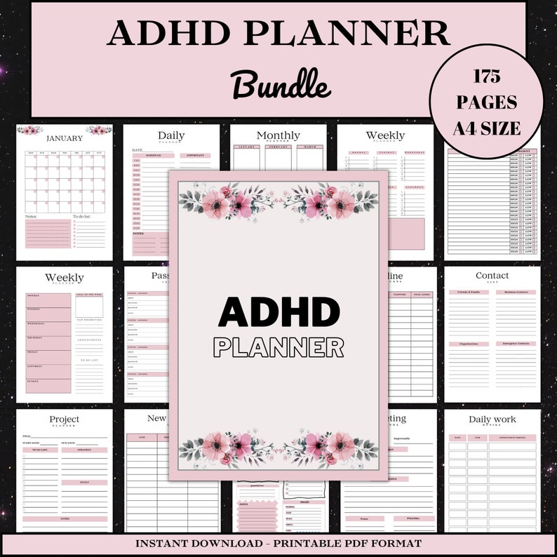 ADHD Planner Printable Adult ADHD Journal ADHD Organizer - Etsy
