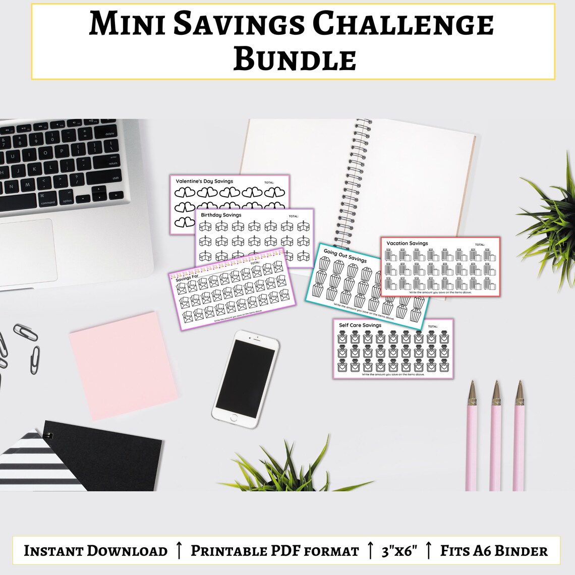 Printable Savings Challenge Trackers Mini Savings Challenge Bundle ...