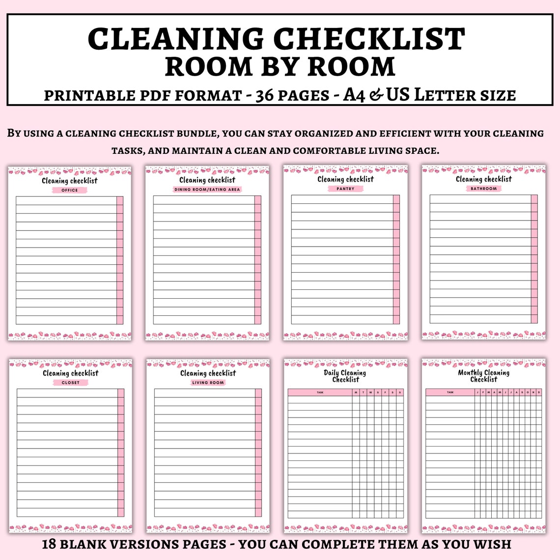 Cleaning Checklist Printable Cleaning Planner Neurodivergent/adhd ...