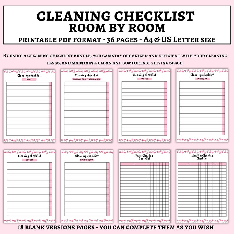 Cleaning Checklist Printable Cleaning Planner Neurodivergent/adhd ...