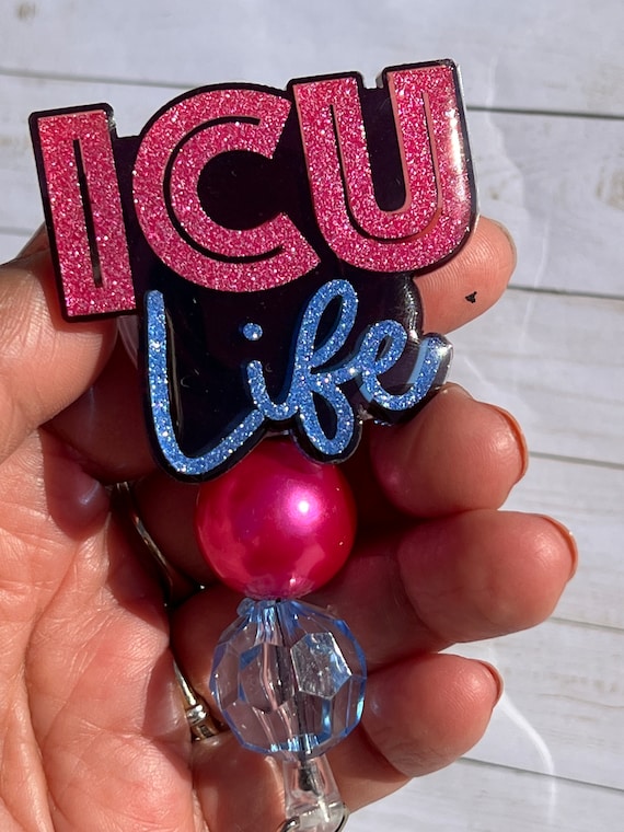 Icu Life Badge Reel with Belt Clip | Funny Cute Badge Holder for Nurses RT Medical Hospital
