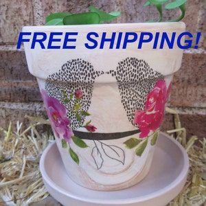 Love Birds Decoupage Terracotta planter, 5-inch Cappuccino-swirl Terracotta, Plant Lover, Gift for Her, Unique Design, Mothers Day Gift