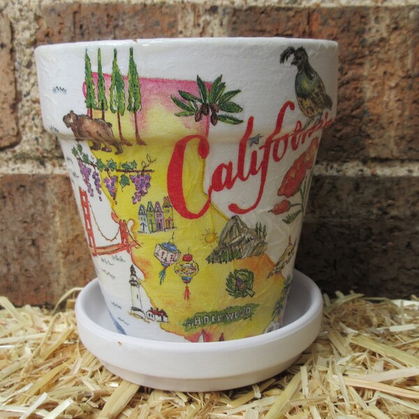 Decoupage Flower Pot Etsy