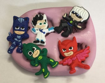 PJ Mask super heroes silicone mould mold topper cupcake baking crafts
