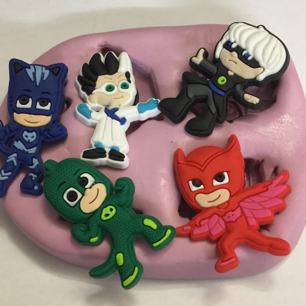 PJ Mask super heroes silicone mould mold topper cupcake baking crafts
