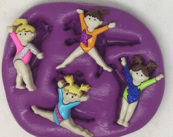 Gymnastics girls silicone mould mold topper cupcake baking crafts
