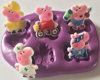 Peppa cochon et amis moule en silicone moule topper cupcake artisanat de boulangerie