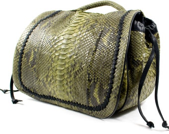 Fish in the sea Core Bag Python Jungle Green Schlangen Leder Shopper XL NEU Messanger