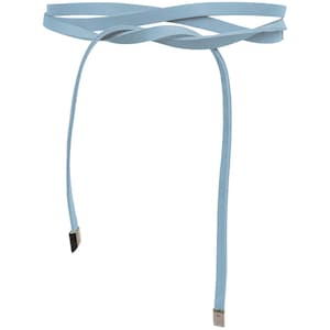 FISHINTHESEA - SUPER SLIM - light blue - 1 cm wide Obi belt - waist belt in real leather - length approx. 245 cm