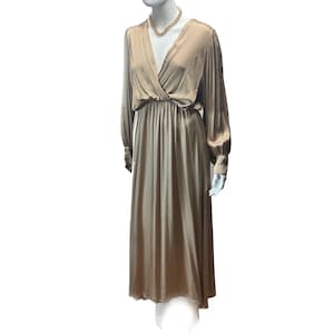 FISHINTHESEA - Midi dress - silk viscose blend - deep V-neck - champagne - one size 38/40/42 - Ibiza