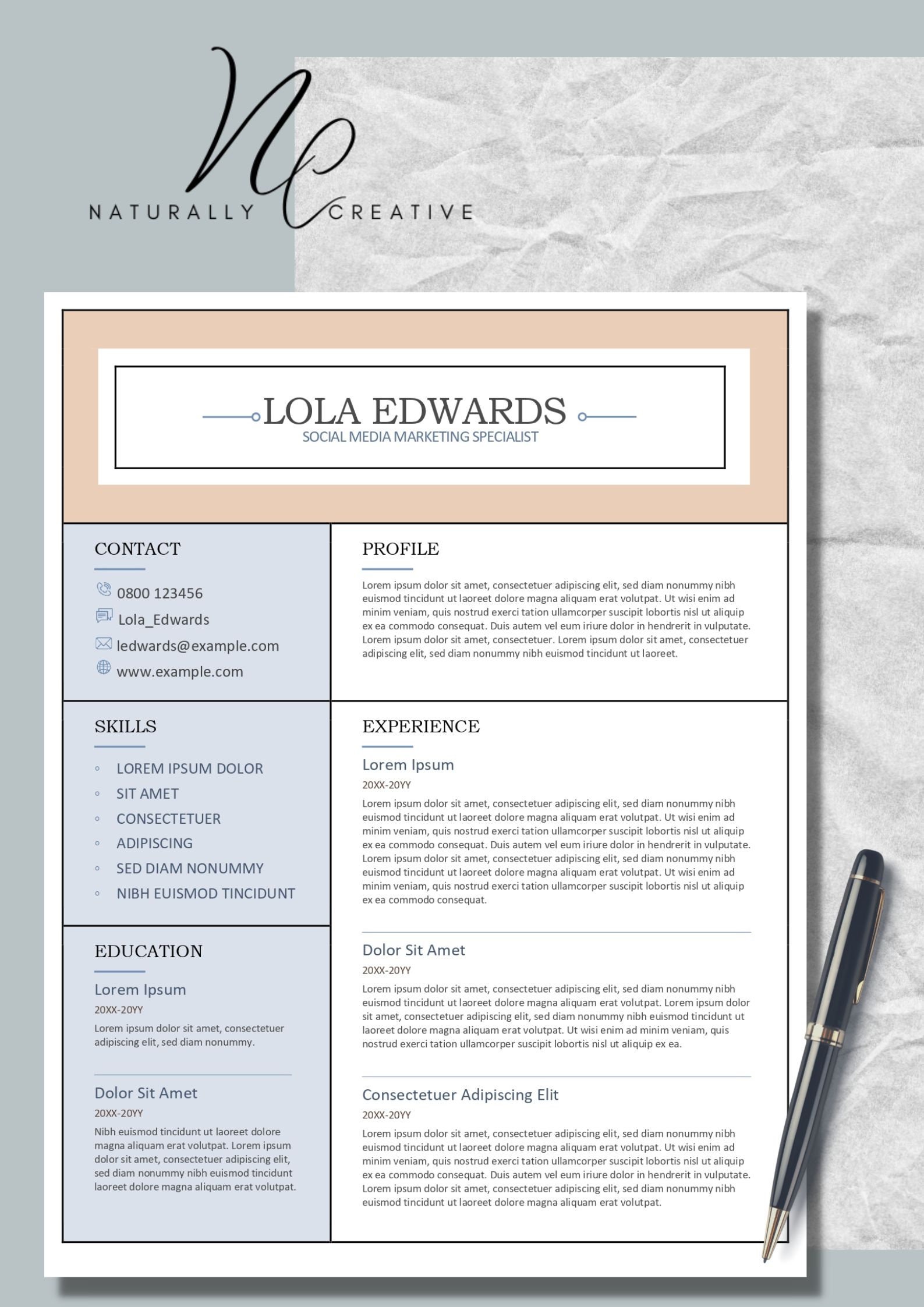 CV Resume Template, Professional Modern Resume Template for Word Clean ...