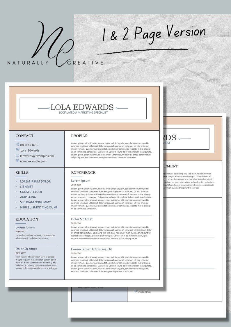 CV Resume Template Professional Modern Resume Template for - Etsy