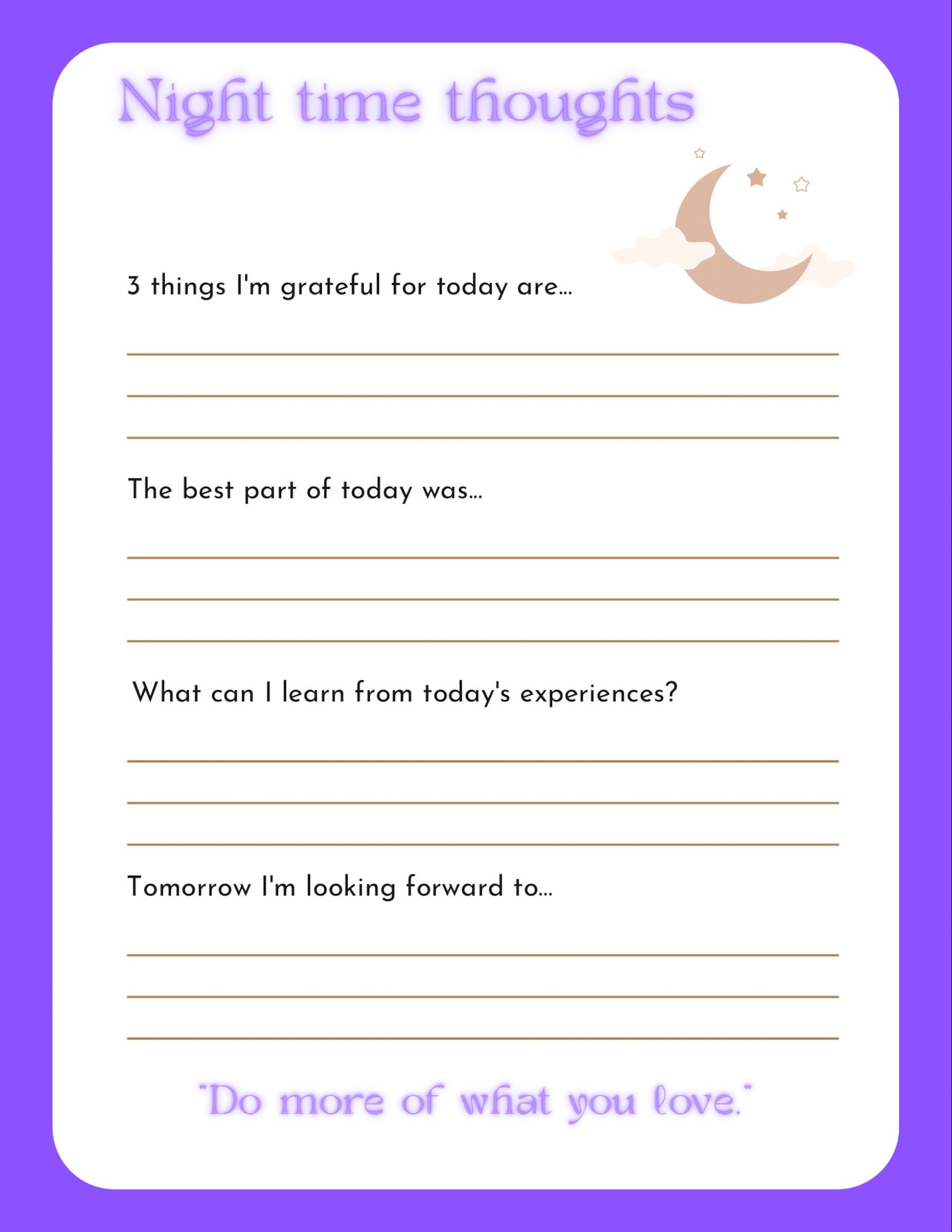 Digital Evening Reflection Journal // Daily Night Time Journal // Self ...