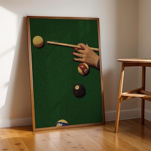 Billiard Balls Wall Art, Vintage Pool Table Decor, 8 Ball Room Print, Game Room Poster, Pool Ball Set Artwork, Trendy Art, Aesthetic Art