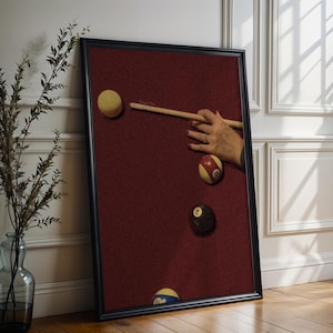 Billiard Balls Wall Art, Vintage Pool Table Decor, 8 Ball Room Print, Game Room Poster, Pool Ball Set Artwork, Trendy Art, Aesthetic Art