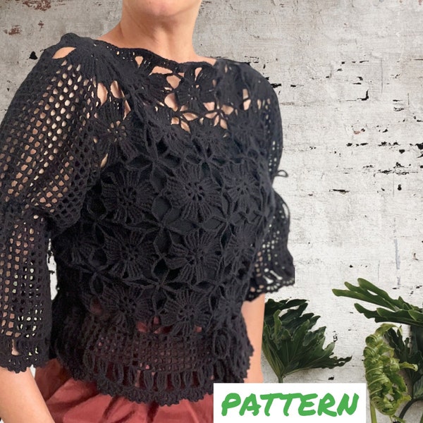 Lacy Crochet Top Pattern for Women, Written Instructions, Clear Pictures & Full Video Tutorial, Light Weight Summer Blouse.