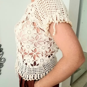 Lacy Crochet Top Pattern for Women, Written Instructions, Clear Pictures & Full Video Tutorial, Light Weight Summer Blouse. image 3