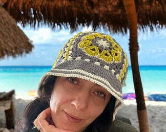 Crochet Bucket Hat for Women, Perfect for Beach and  any Vacation, Great Gift for Mothers Day and Birthday. 1 Size fits all, Comfortable fit