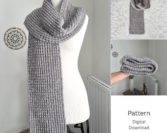 Häkelanleitung für einen Schal, Unisex-Design, Winteraccessoires für Damen und Herren, PDF zum sofortigen Download.