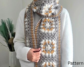 Häkelschal Muster, Retro Grandma Square Winter Accessoire.
