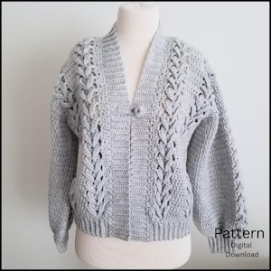 Crochet Cardigan Pattern: Women's Textured Cable Stitch PDF Pattern + Video Tutorial