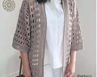 Gehäkelte Cardigan Muster, Moderne Mesh Duster, Grösse INklusiv.