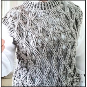 Crochet Sleeveless Sweater Pattern: Women's Round Neck Layering Vest (PDF Pattern, Video Tutorial)