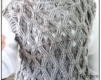 Crochet Sleeveless Sweater Pattern: Women's Round Neck Layering Vest (PDF Pattern, Video Tutorial)