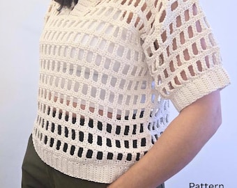 Crochet Pullover Muster, Mesh Sommer Top.