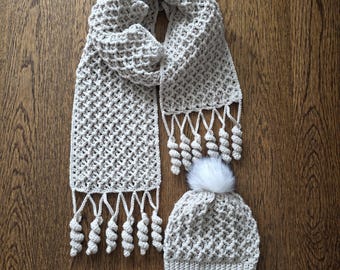Crochet Pattern Bundle, Scarf and Beanie for Kids and Adults, Instant Download PDF File.