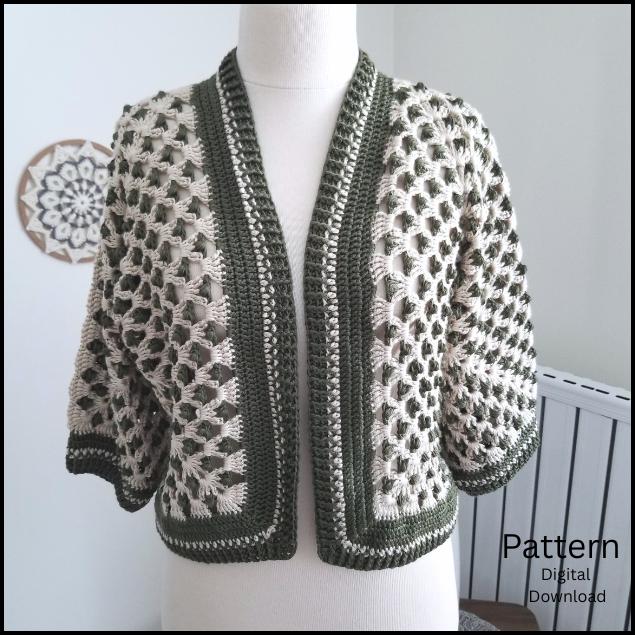 40 Plus Size Crochet Patterns for Stylish, Comfortable Wearables 13 Crochet Hexagon Cardigan Pattern: Lacy 3/4 Sleeves