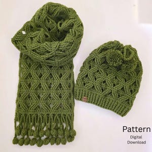 Crochet Pattern Bundle, 2 in 1, Scarf & Slouchy Beanie-Neck Warmer, Winter Accessories.