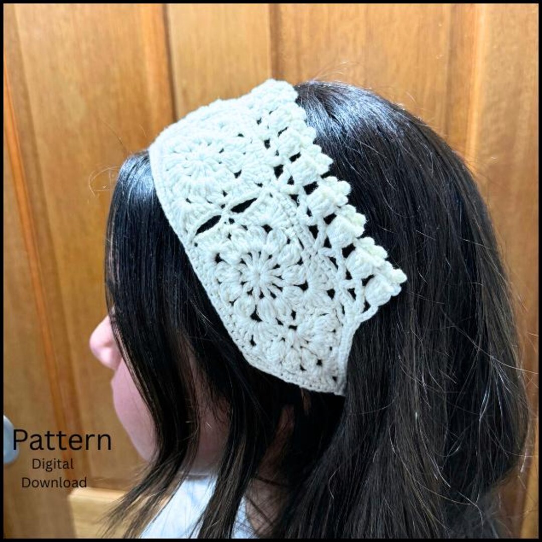 かぎ針編みのパターン、花柄ヘアバンド、女性用ヘアアクセサリー