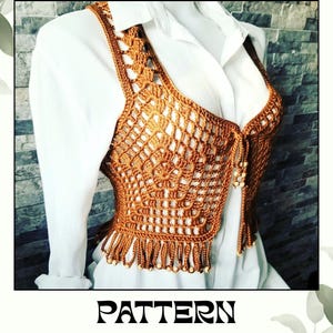 Crochet vest pattern, instant download PDF file, Easy to follow instructions, Bohemian style, Tassels with beads, summer project..