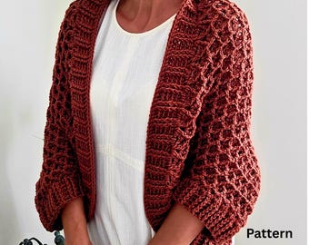 Crochet Cocoon Shrug Pattern PDF, Oversized  Women's Cardigan Tutorial.